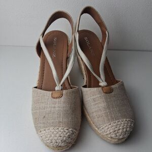 Solanz Rebekah Espadrille Wedge Sandals Slingback Platform Shoes Size 6.5M